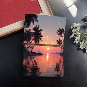 Cadeau d'événement de l'industrie des cahiers faits à la main A6 idéal pour les notes de séminaire et l'analyse des concurrents avec Sun Palm Trees Water Sky Pr - Product Image 2