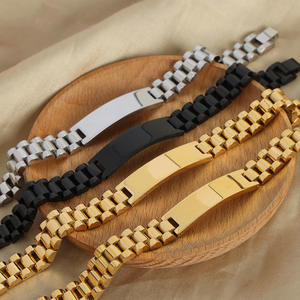 سوار ساعة مخصص من الفولاذ المقاوم للصدأ المطلي بالذهب مع نقش بالليزر، مقاوم للماء، سوار هندسي ضخم - Product Image 2