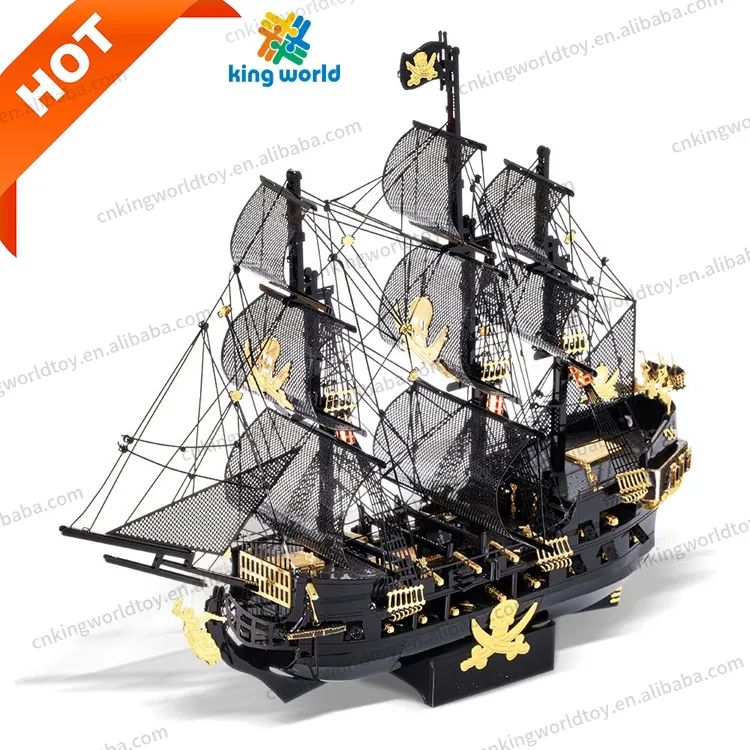 Piececool Queen Anne's Revenge Black Pearl Barco Pirata hecho a mano DIY montaje modelo juguetes 3D rompecabezas de Metal para adultos