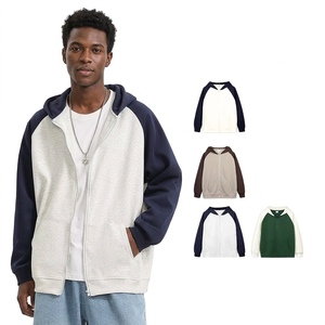 Sweat-shirt à capuche zippé pour homme, couleur verte, manches raglan, avec poche kangourou - Product Image 6