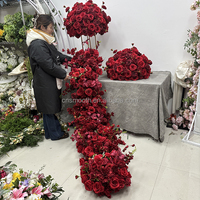Décoration de table SMS, fleurs artificielles en soie rouge, arrangement de roses pour mariage, anniversaire, fête, décoration d'événements