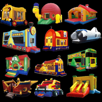 Castillo Inflable Clásico Colorido, Casa de Brinco Inflable Multicolor con Paredes de Seguridad de Malla para Alquiler en Fiestas de Cumpleaños