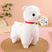 Peluche mouton shaggy Kawaii, jouet en peluche blanc doux avec bandana rose à paillettes pour filles, cadeau d'anniversaire, jouet esthétique