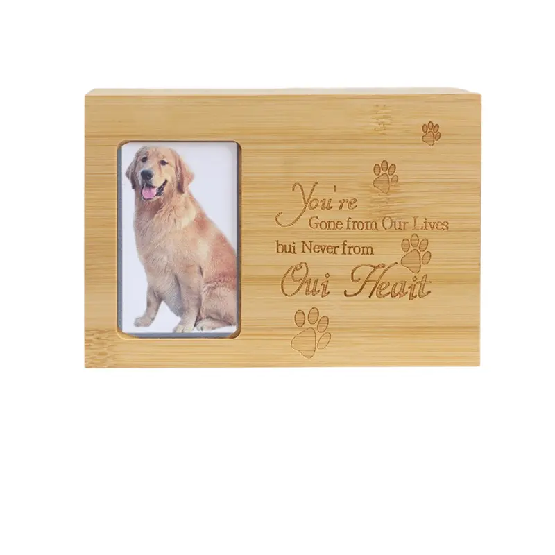 Cross border Pet Ash Box Solid Bamboo and Wood Dog and Cat Animal Commemorative Ash Box dog urn