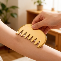 Peigne Gua Sha en laiton en gros pour massage du cuir chevelu, outil professionnel pour SPA et soins de beauté, favorisant la croissance des cheveux et le lifting de la ligne du menton