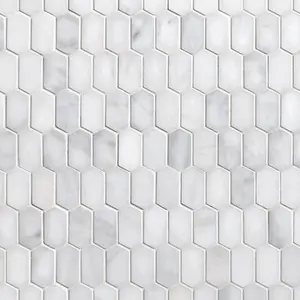 Sunwings Marble Mosaic Tile | Stock In US | White Carrara Picket Mosaics Wall And Floor Tile