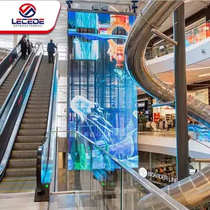 Lecede पारदर्शी विज्ञापन वीडियो दीवार प्रणाली के लिए एलईडी स्क्रीन प्रदर्शन शॉपिंग मॉल आलिंद पर्यटन स्थलों का भ्रमण लिफ्ट बाहरी दीवार
