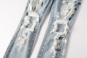 Amérique Free Taxes Trending Designer Jeans Vintage Streetwear Skinny Pants Stacked Ripped Denims Jeans Slim Fit Men's Jeans - Product Image 6