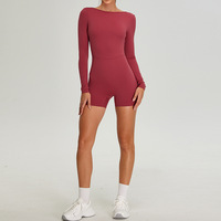 Aoyema-Combinaison de course à pied féminine, manches longues, pour le yoga, fitness, sport, une pièce