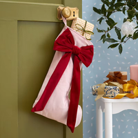 Chaussettes de Noël en velours à suspendre, rouges et bleues, vierges, douces, pour décoration