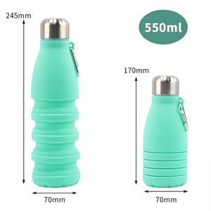 Vaso de Viaje Plegable de Silicona Ecológico y Portátil, a Prueba de Fugas, Libre de BPA, Reutilizable, Botella de Alta Calidad con Mosquetón para Beber Directamente - Product Image 3