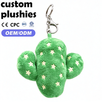 Porte-clés en peluche doux en forme de cactus vert avec broderie étoiles - Cadeau idéal pour pendentif de sac