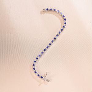 Bracelet de laboratoire de mode All Fashion Tennis Lab, saphir arc-en-ciel, bijoux faits à la main, Sier - Product Image 2