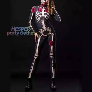 Disfraz de Mono para Adultos HP, Estilo Gótico Victoriano, Estampado de Calavera en Dos Tonos, Nuevo Modelo de Halloween - Product Image 1
