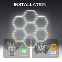 Kit d'éclairage LED hexagonal moderne CRI>80 pour bureau, 210W 100lm/W, avec cadre en PC pour garages écoénergétiques