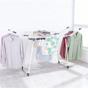 Séchoir à <span class=keywords><strong>linge</strong></span> pliant autoportant en métal, type aile, avec pinces à chaussettes, gain de place, portable pour intérieur et balcon - Product Image 2