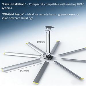 Ventilatore Solare <span class=keywords><strong>Gigante</strong></span> da 3 Metri con Pannello Solare, Ventilatore da Soffitto HVLS per Esterni con Telecomando, Ventilatore Industriale per Allevamenti Avicoli - Product Image 6