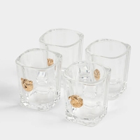 Verre à shot de 70 ml avec design personnalisé et décoration métallique, gobelet à shot réutilisable pour tequila et whisky, ensemble cadeau de 4 pièces