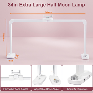 Lámpara LED de <span class=keywords><strong>Media</strong></span> <span class=keywords><strong>Luna</strong></span> para Suministros de <span class=keywords><strong>Uñas</strong></span>, Lámpara de Mesa para Manicura, Diseño de Muebles para Salón de Belleza con Puerto de Carga - Product Image 2