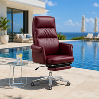 Chaise de bureau pivotante ergonomique moderne de luxe léger en cuir véritable de FoShan, avec dossier haut, design épuré et confort optimal