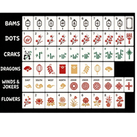 Jeu de cartes de Mahjong américain à grands caractères, lot de 4, facile à lire, en acrylique et mélamine, avec guide des règles et cartes en papier pour les joueurs de ligue