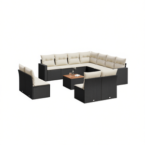 Conjunto de Sofá de Jardín de Ratán Negro, Muebles de Exterior Ajustables, Diseño Contemporáneo, Cojines de Espuma de Alta Densidad - Product Image 1