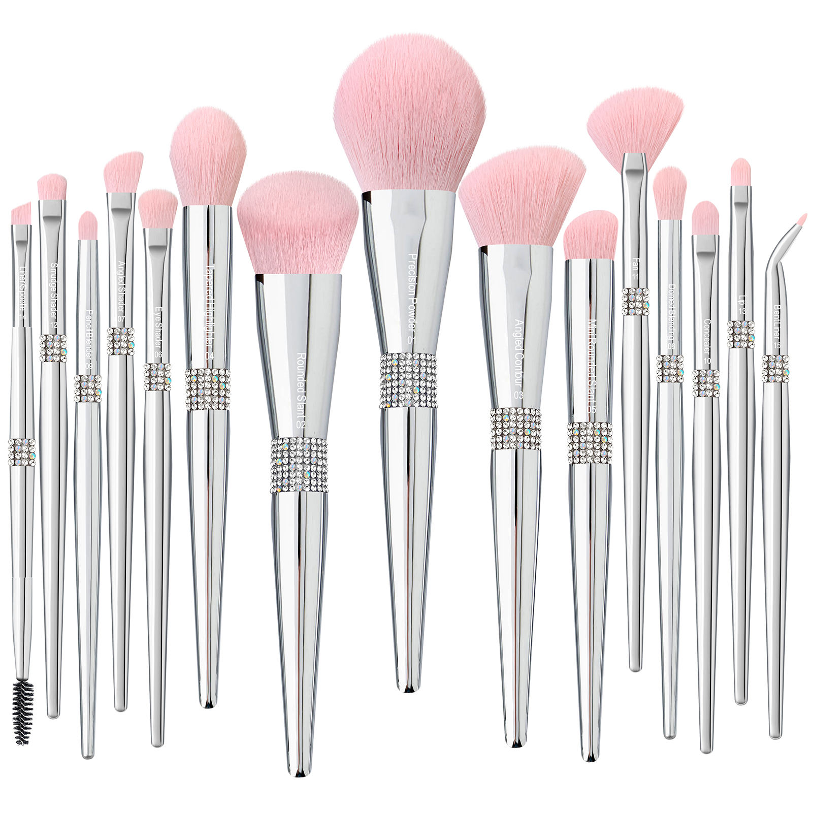 15 pièces - Pinceau Argenté avec Strass