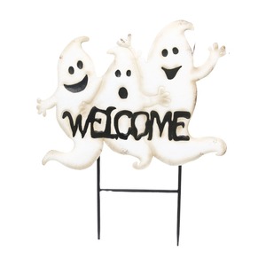 Decoración Metálica de Fantasma de Bienvenida Blanco, Estacas de Calabaza para Jardín, Grandes, de Acero para Exteriores, para Acción de Gracias, Otoño, Cosecha, Halloween, Bodas - Product Image 1