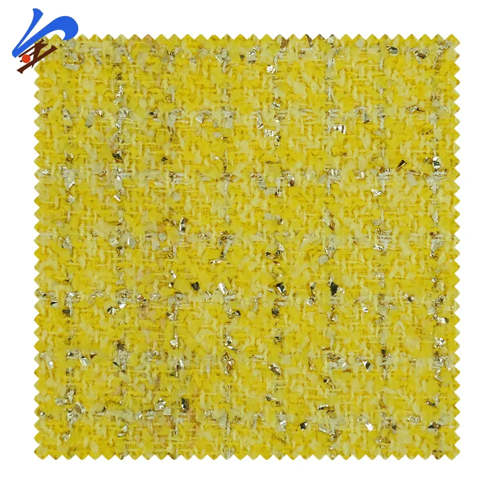 Jindian Hot Sale 20%Wool 70%Nylon 10%Polyester Sequin Boucle Tweed Gold Metallic Tweed Woven Women Fabric for Winter Clothing