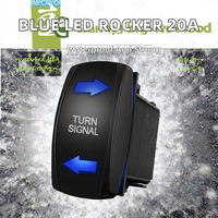 Interrupteur à bascule LED bleu 20A 24V DPST 5 broches vertical ON/OFF gravé au laser IP66 en plastique pour panneau de voiture ou bateau