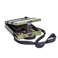 Boîte à croquis vintage en bois massif pour artiste, étui de rangement portable pour peintre avec bandoulière en cuir réglable et porte-stylo