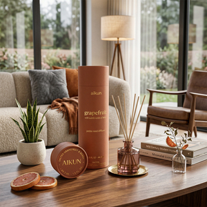 Aikun Wholesale Custom High-End Grapefruit 120ml Frosted Bottle Scented IP12 Formula Reed <b>Diffuser</b> Gift Set for Living Room - Product Image 1