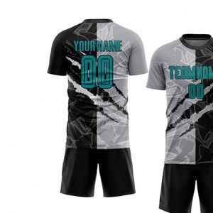 Conjunto de Camiseta y Pantalones Cortos de Fútbol con Patrón Geométrico, Manga Corta, Transpirable, de Secado Rápido, Uniforme de Entrenamiento para Hombres y Jóvenes - Product Image 3