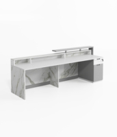 Meubles Tables Bureau de réception Bois Moderne Luxe Foshan Personnalisé Petit Hôtel Salon de Beauté Front Office 2 Personne Blanc Noir