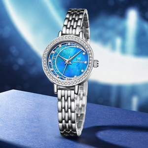 Montre à quartz pour femme, cadran rond en pierre de grès bleue, étanche 3 ATM, bracelet en métal, montre-bracelet élégante pour femme - Product Image 2
