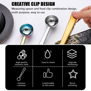 Cucchiaio dosatore 2-in-1 personalizzato ecologico in rame e oro per chicchi di <span class=keywords><strong>caffè</strong></span>, in acciaio inossidabile con clip per sacchetto, ideale per matrimoni e feste - Product Image 5