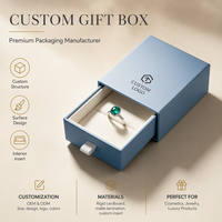 Coffret cadeau à bijoux en carton rigide mat avec logo personnalisé avec doublure en mousse noire et tiroir coulissant pour colliers