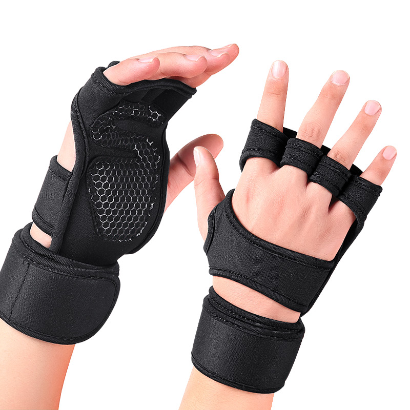 Guantes deportivos de entrenamiento cruzado con soporte de muñeca para Fitness, levantamiento de pesas, gimnasio, entrenamiento y levantamiento de potencia, relleno de silicona