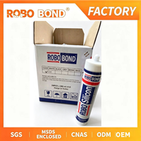 Scellant silicone neutre ROBO BOND, 100% silicone pour mur-rideau en verre, scellant météo non structurel, transparent, en cartouche