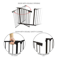 Barrera Metálica Plegable con Puerta de Apertura Bidireccional, Sistema de Doble Bloqueo, Puerta de Seguridad, Valla de Acero con Curvatura de 270 Grados para Escaleras