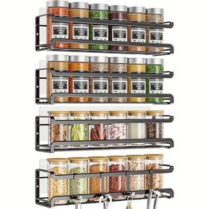 4 Pack Spice Rack Wall Mounted Spice Seasonings Organizer Spice Shelf Storage Holder for <b>Kitchen</b> <b>Pantry</b> Cabinet Spice Jars - Product Image 6