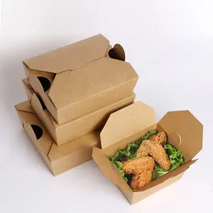 Brown Kraft Paper Packing Box Disposable Fast-food Salad Takeaway Lunch Box Paper Food Box