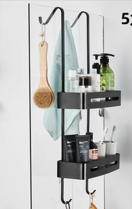 Mensola angolare da <span class=keywords><strong>doccia</strong></span> a 2 livelli in alluminio nero opaco, resistente, salvaspazio, antiruggine, in acciaio inossidabile, per <span class=keywords><strong>shampoo</strong></span> e accessori bagno - Product Image 3