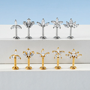 Pendiente de Cartílago de Oreja de 16G, Nuevo, de Acero Inoxidable con Zirconia, Tipo Corona, con Rosca Interna, Joyería para <span class=keywords><strong>Piercing</strong></span> Corporal - Product Image 3