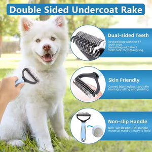 Ensemble de 6 produits de toilettage pour animaux de compagnie, boîte portable violette et brosse multifonction, pour enlever les ongles et nettoyer les poils des chiens et des chats, utilisation à domicile - Product Image 3