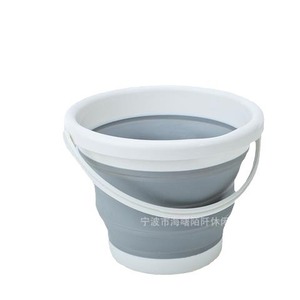 <b>Folding</b> <b>Bucket</b> Silicone Round Portable Car Telescopic Mop <b>Bucket</b> Grey Large Capacity Outdoor Fishing Storage - Product Image 2