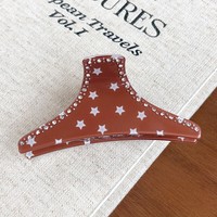 Pince à cheveux triangulaire à pois et strass, pince à cheveux vintage étoile rouge et strass, pinces à cheveux à strass motif vache écossais