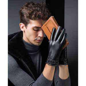 Gants d'affaires pour hommes, mitaines d'hiver, écran tactile, coupe-vent, gants <span class=keywords><strong>de</strong></span> <span class=keywords><strong>conduite</strong></span> en <span class=keywords><strong>cuir</strong></span> PU - Product Image 3