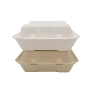 Bagasse Box Biodegradable Bagasse Pulp Takeout Lucn Box 8 Inch 3 Compartment Sugarcane Food Container