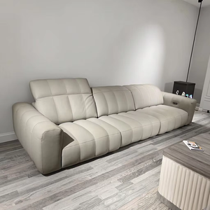 高級3シーターパワーヘッドレストリクライナーソファストレートラインデザインナパピアノキー本革モダン家庭用家具 - Product Image 1